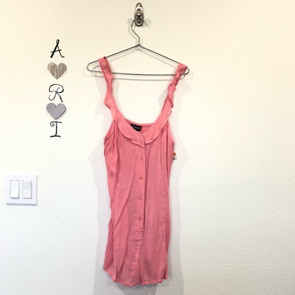 Top shop pink ruffle romper shorts